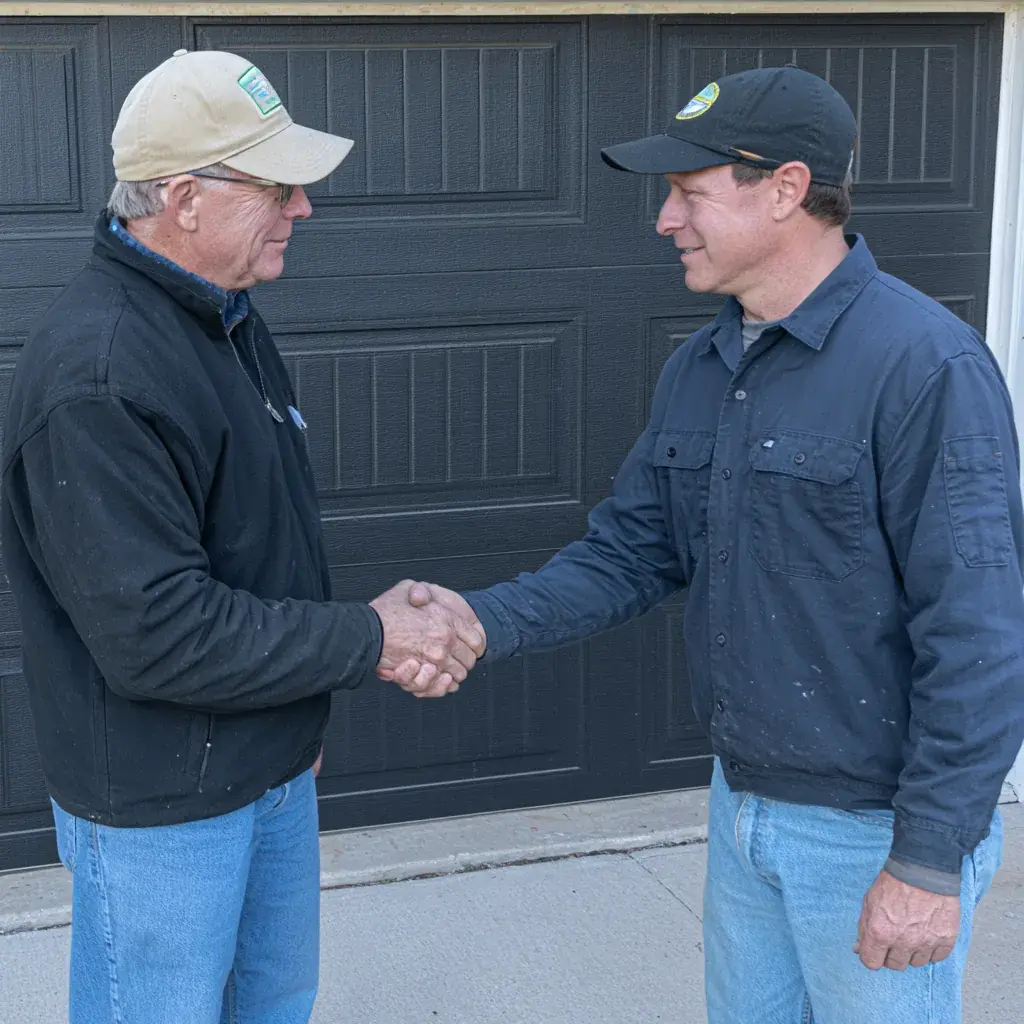 Garage door being serviced at a home in Lee's Summit, MO